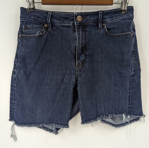 LOFT Curvy High Waist Cut Off Denim Jean Shorts - Picture 1 of 8